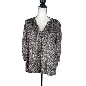 Joie Silk Button Button Top Abstract Tunic Boho Casual Career Quiet Luxury M